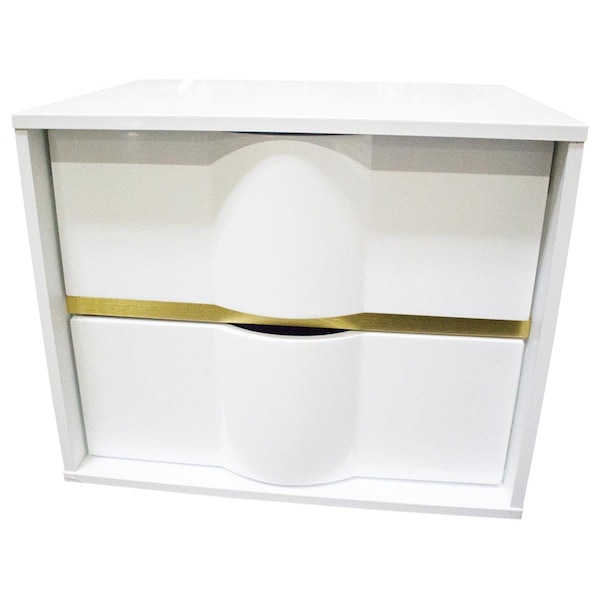 Best Master Furniture Havana White with Gold Trimming 2 Drawer Nightstand Havana Nightstand - main